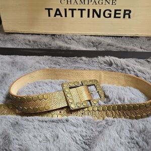 Leatherock Textured Brown Belt with Gold Buckle Medium